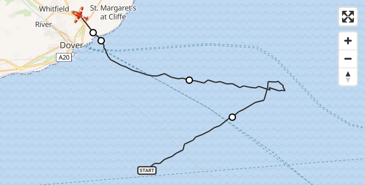Flight route Coastguard Drone English Channel - Dover, 06 June 2026, 03:57