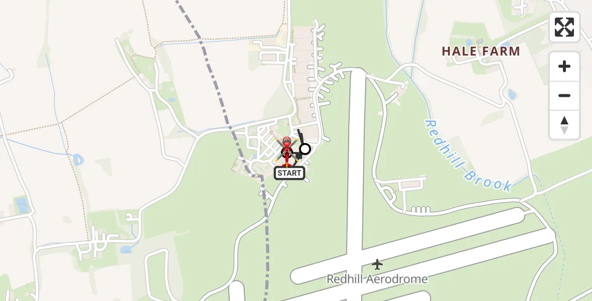 Flight route Air Ambulance Helicopter Redhill Aerodrome - Salfords, 06 June 2026, 07:09