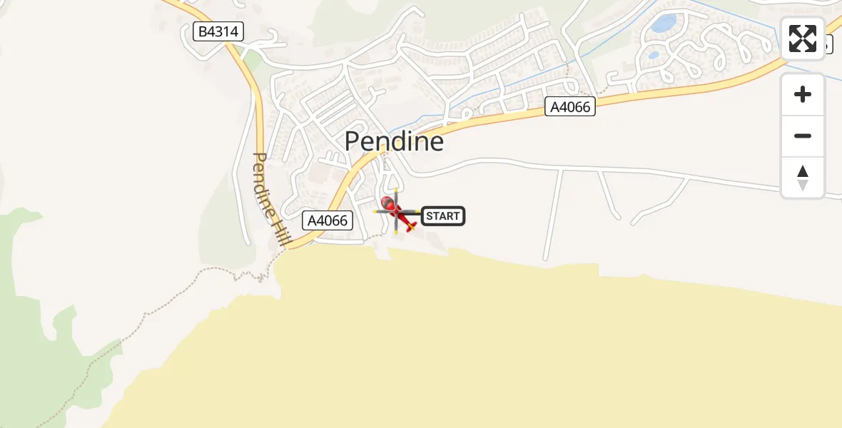 Flight route Air Ambulance Helicopter Pendine - Pendine, 06 June 2026, 13:51
