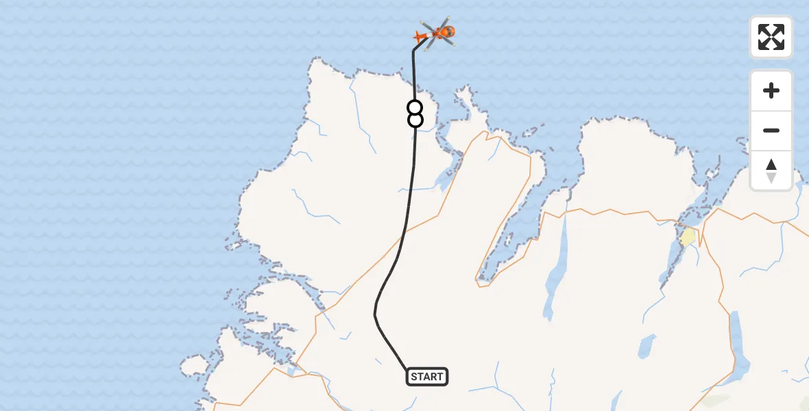 Flight route Coastguard Helicopter Highland - North Atlantic Ocean, 06 June 2026, 14:10