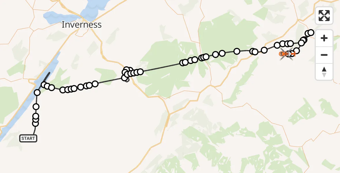 Flight route Coastguard Helicopter Highland - Moray, 06 June 2026, 14:18