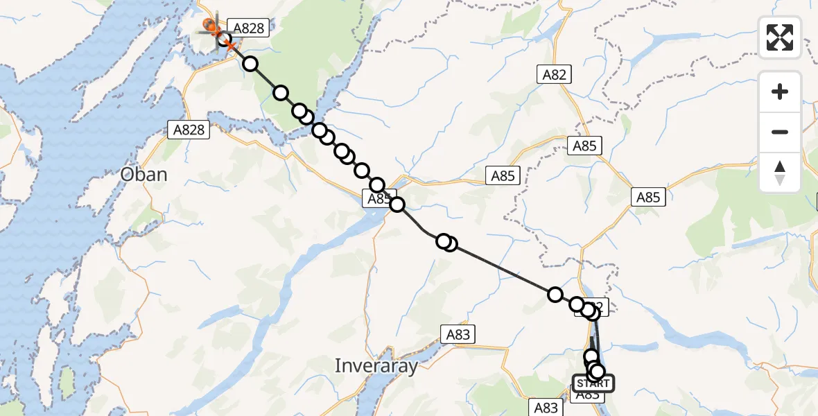 Flight route Coastguard Helicopter Tarbet - Port Appin, 06 June 2026, 15:31