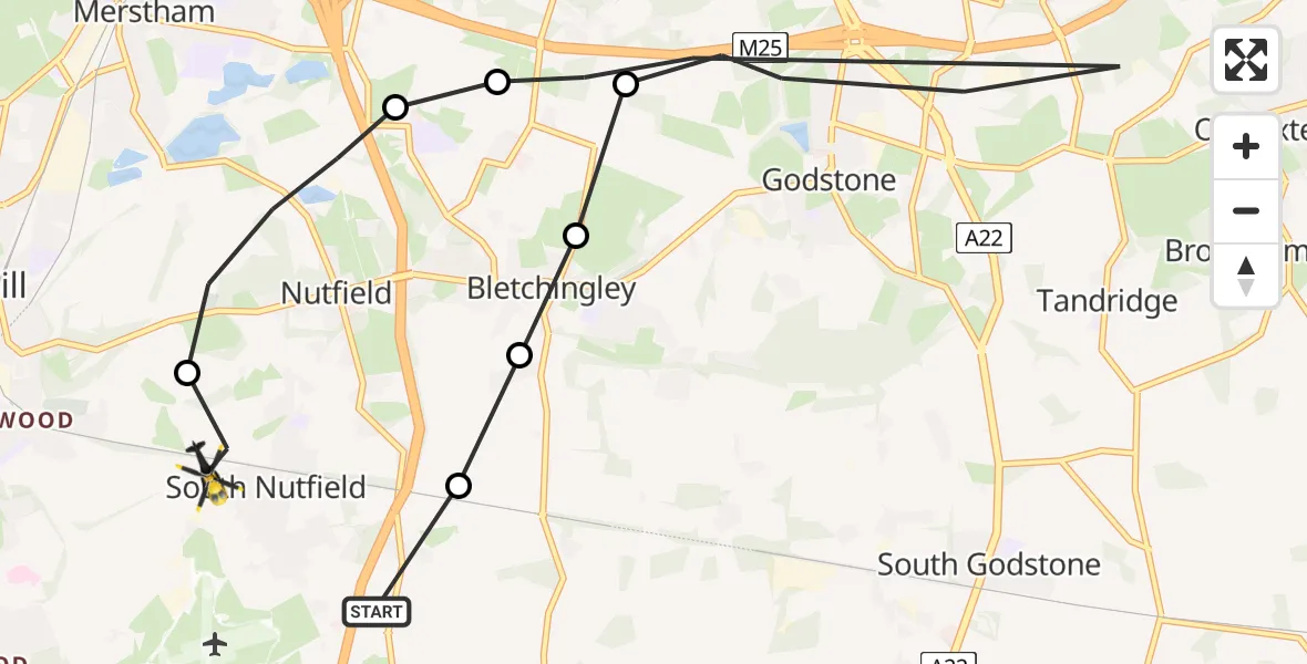 Flight route Police Helicopter South Nutfield - South Nutfield, 06 June 2026, 15:58