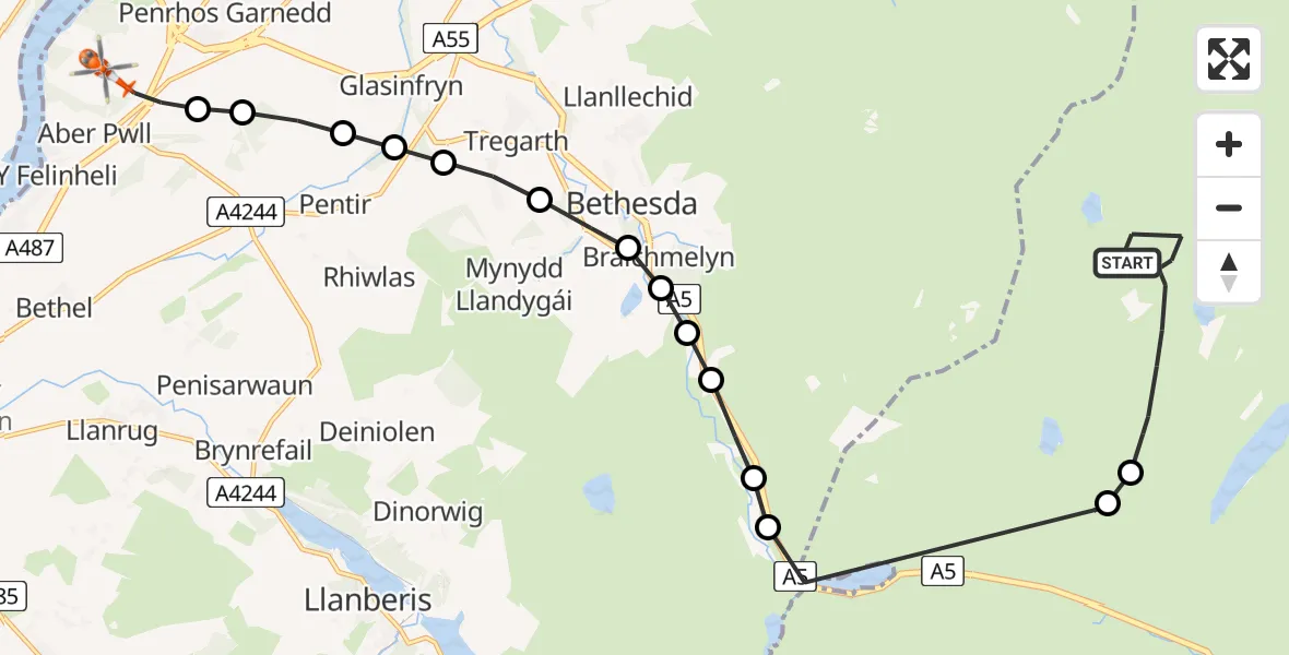 Flight route Coastguard Helicopter Caerhun - Aber Pwll, 06 June 2026, 16:37