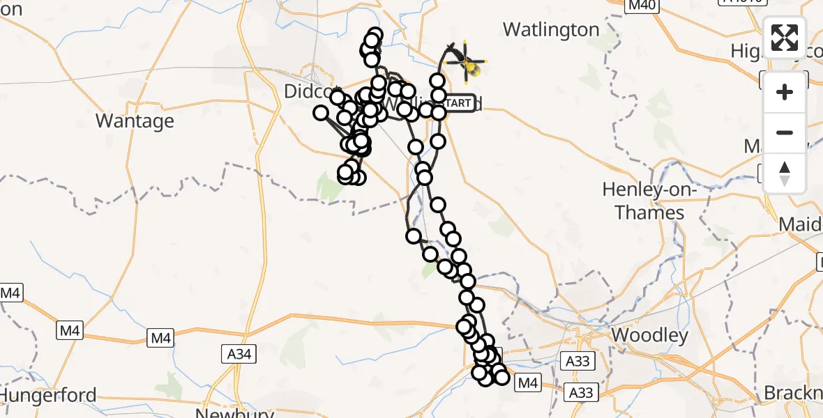 Flight route Police Helicopter Crowmarsh Gifford - Benson, 06 June 2026, 17:25