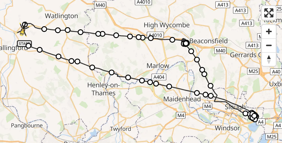 Flight route Police Helicopter RAF Benson - Benson, 06 June 2026, 20:41