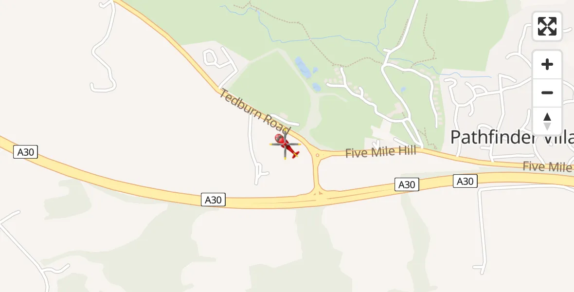 Flight route Air Ambulance Helicopter Tedburn St Mary - Tedburn St Mary, 06 June 2026, 21:51