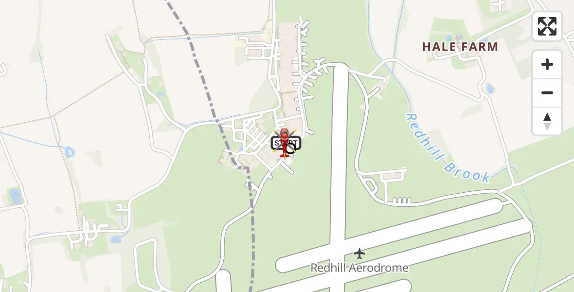 Flight route Air Ambulance Helicopter Redhill Aerodrome - Tandridge, 07 June 2026, 07:09
