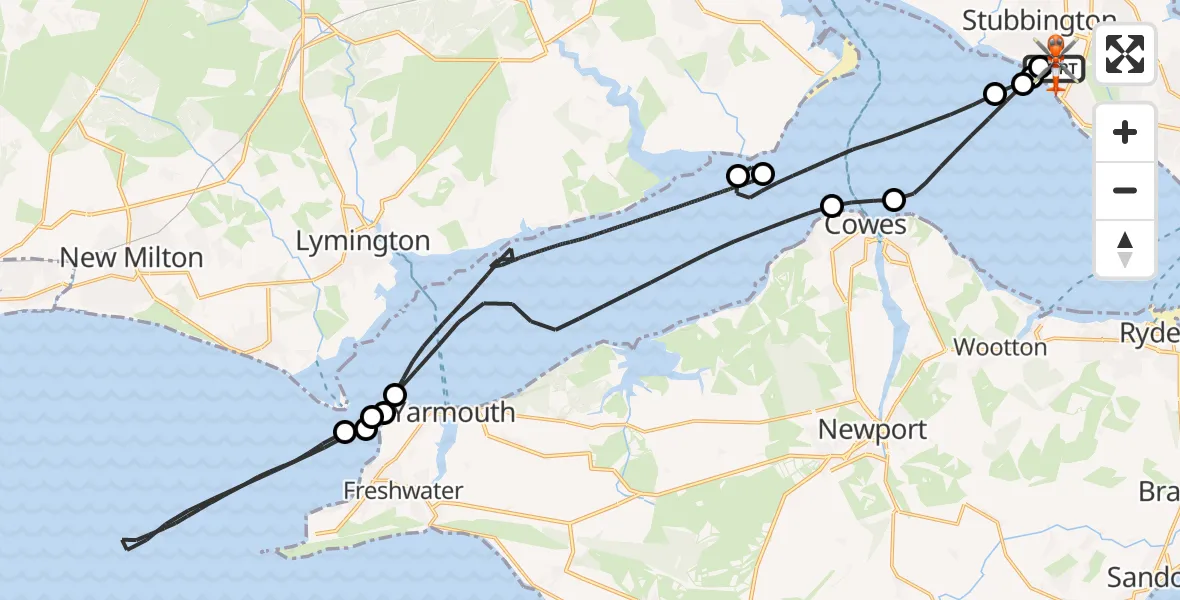 Flight route Coastguard Helicopter Solent Airport - Solent Airport, 07 June 2026, 09:22