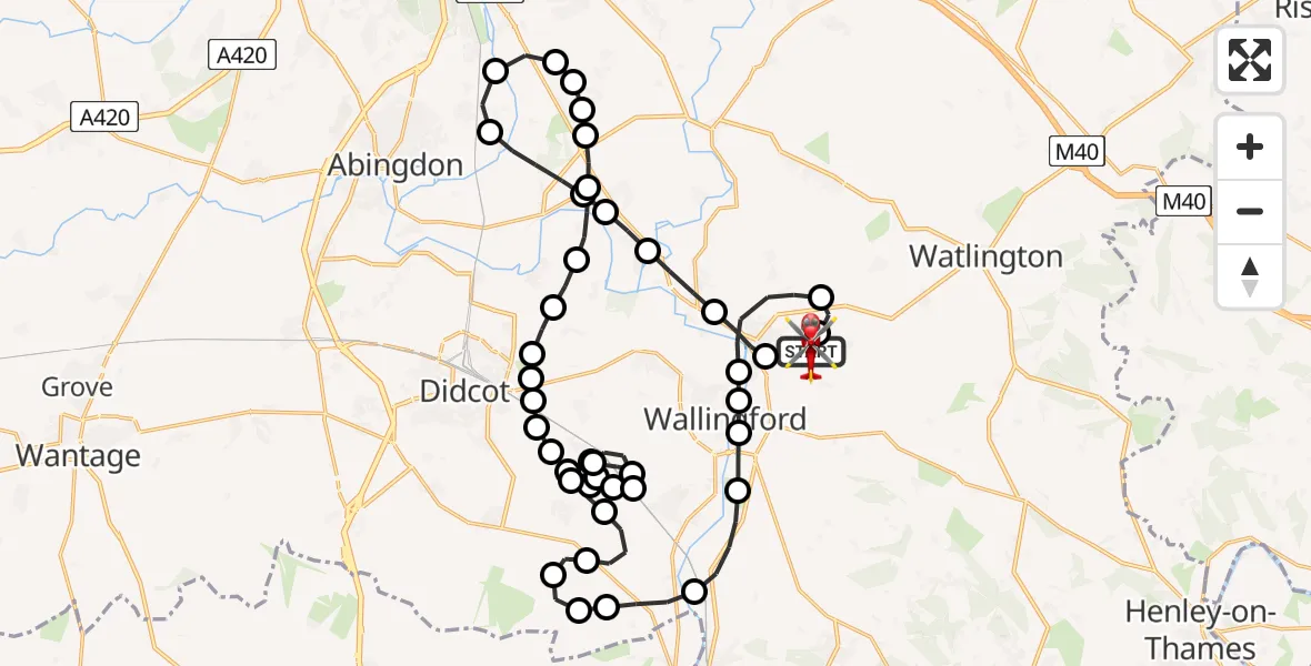 Flight route Air Ambulance Helicopter RAF Benson - RAF Benson, 07 June 2026, 10:10