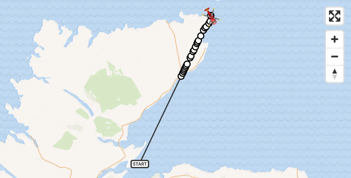 Flight route Air Ambulance Helicopter North Sea - Stacks of Duncansby, 07 June 2026, 10:28