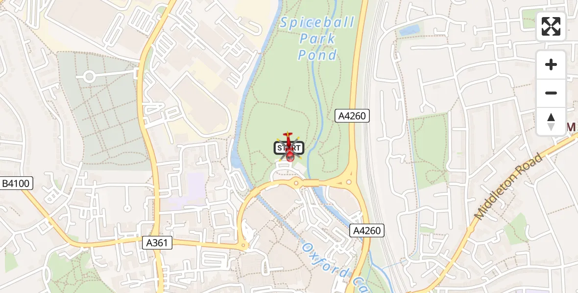 Flight route Air Ambulance Helicopter Banbury - Banbury, 07 June 2026, 11:09