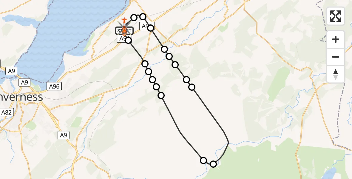 Flight route Coastguard Helicopter Inverness Airport - Inverness Airport, 07 June 2026, 11:17
