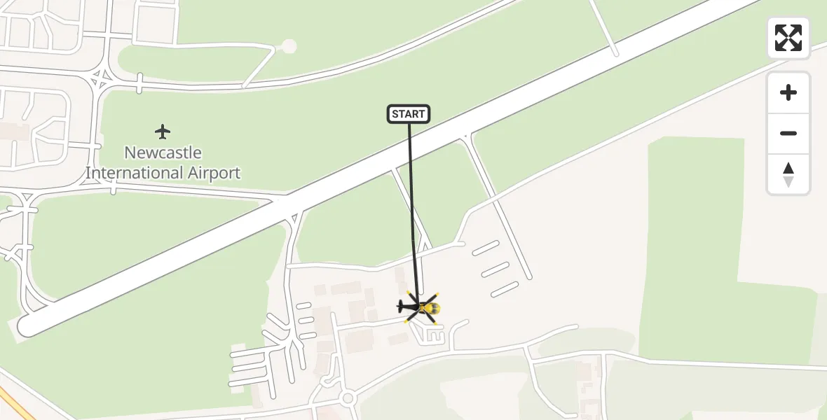 Flight route Police Helicopter Newcastle International Airport - Newcastle International Airport, 07 June 2026, 13:09