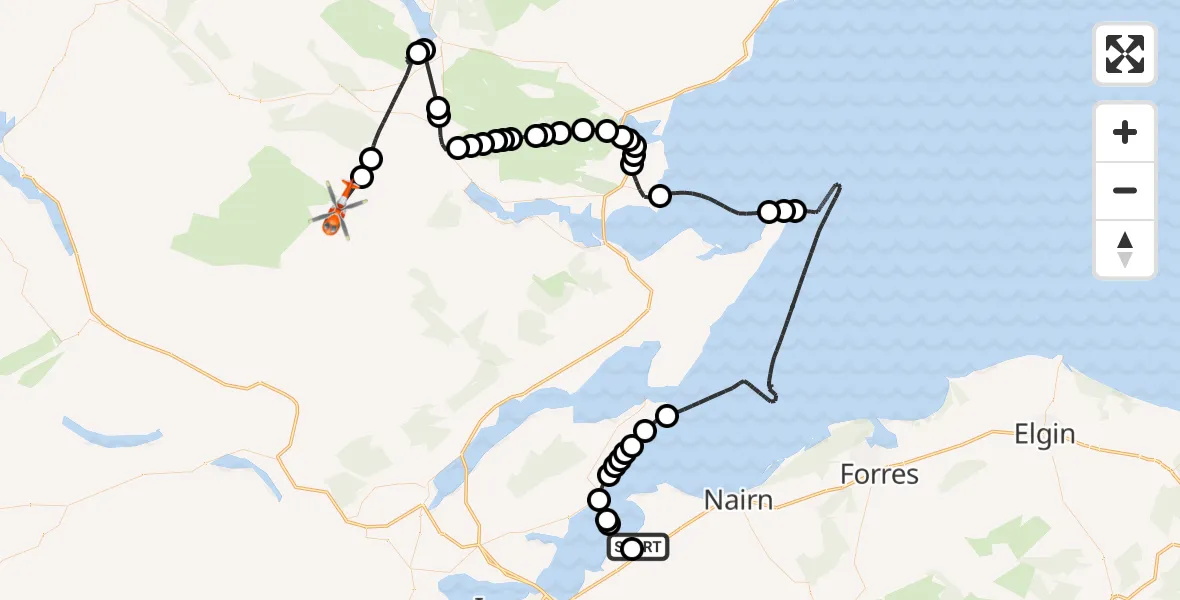 Flight route Coastguard Helicopter Inverness Airport - The Craigs, 07 June 2026, 13:42