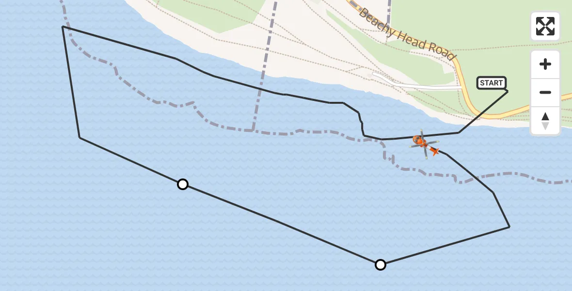 Flight route Coastguard Helicopter Eastbourne - Eastbourne, 07 June 2026, 17:38