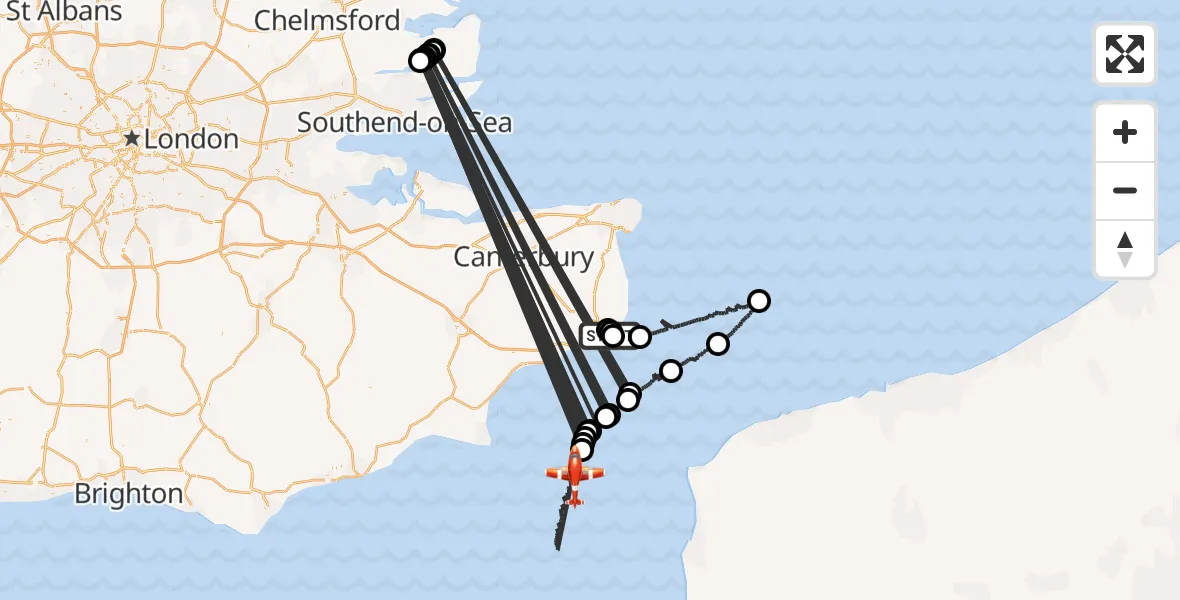 Flight route Coastguard Drone Dover - English Channel, 08 June 2026, 00:52