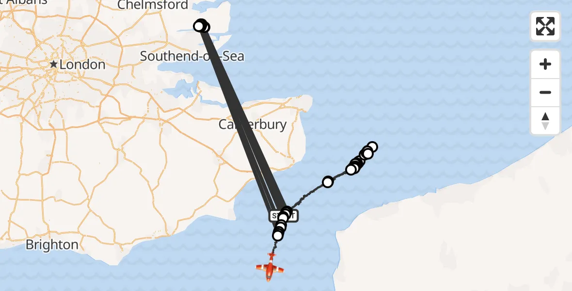 Flight route Coastguard Drone English Channel - English Channel, 08 June 2026, 02:17