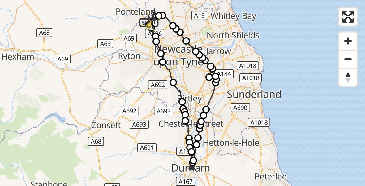 Flight route Police Helicopter Newcastle International Airport - Newcastle International Airport, 08 June 2026, 02:52