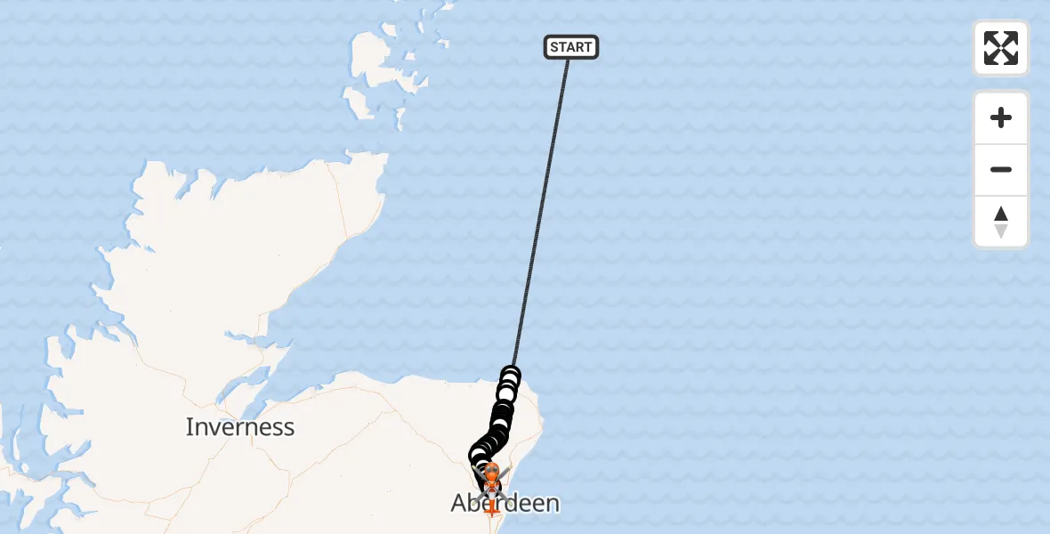 Flight route Coastguard Helicopter North Sea - Aberdeen International Airport, 08 June 2026, 04:30