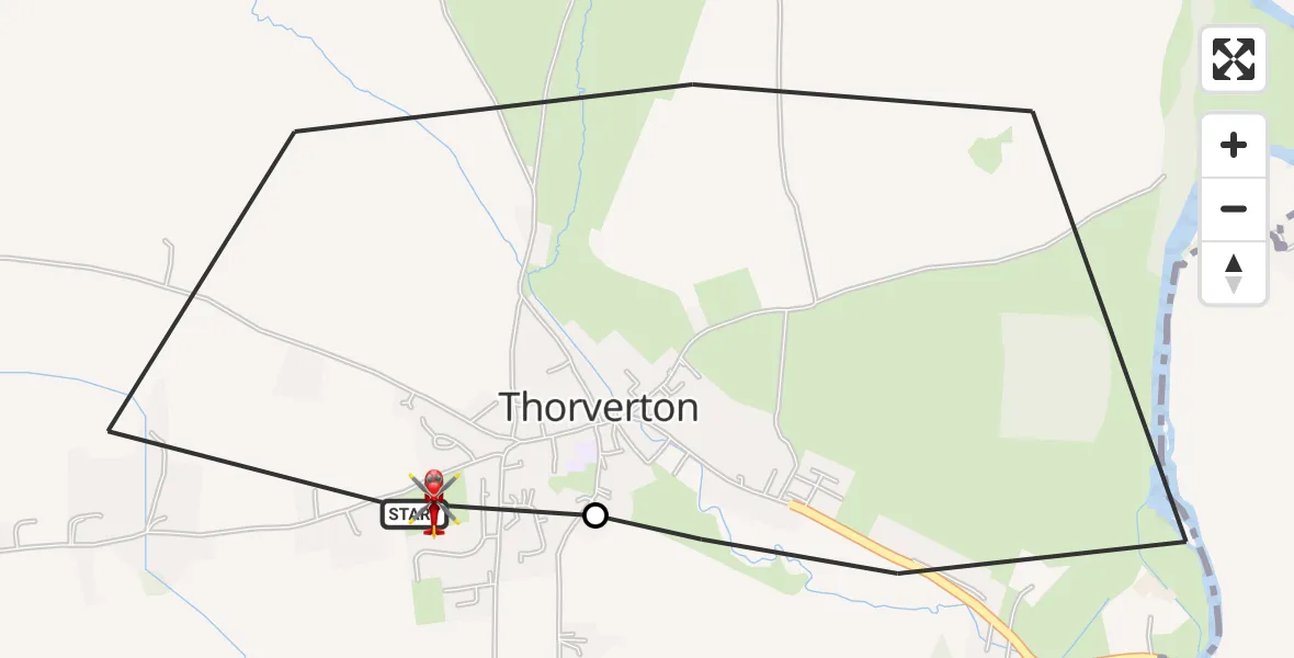 Flight route Air Ambulance Helicopter Thorverton - Exeter, 08 June 2026, 08:42