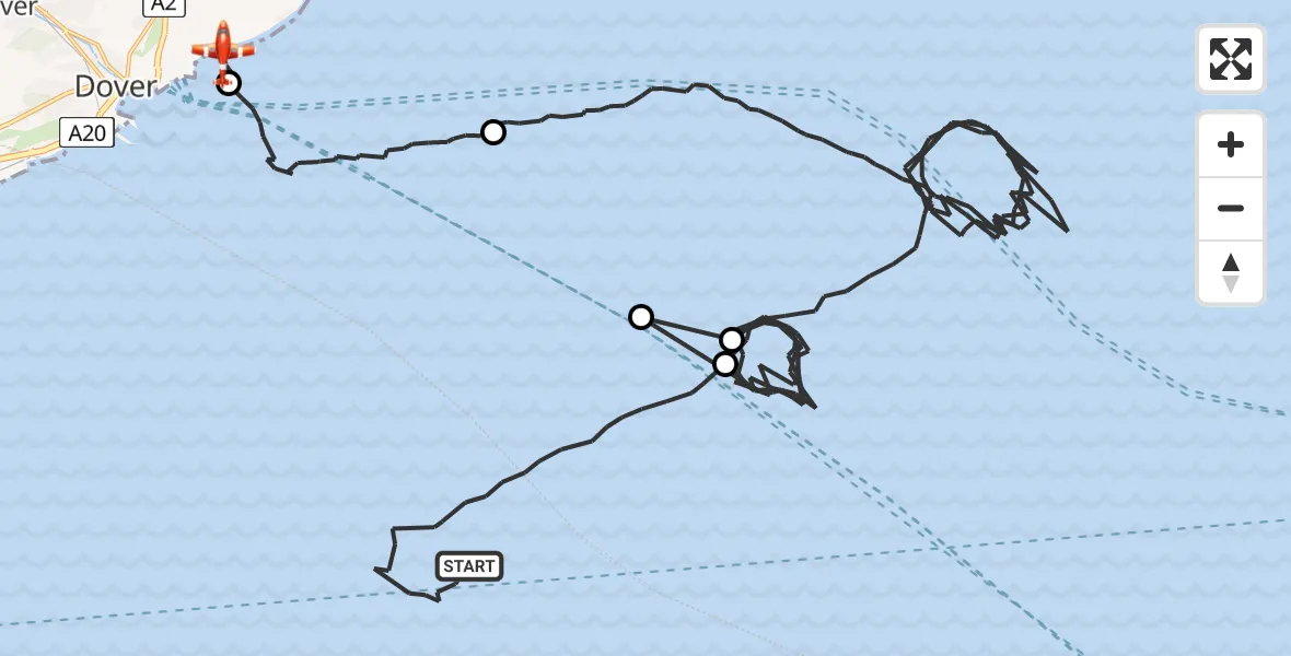Flight route Coastguard Drone English Channel - Dover, 08 June 2026, 09:07