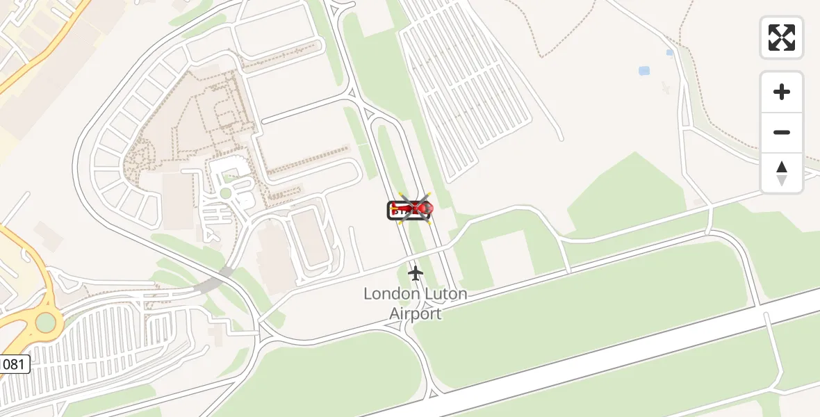 Flight route Air Ambulance Helicopter London Luton Airport - London Luton Airport, 08 June 2026, 10:40
