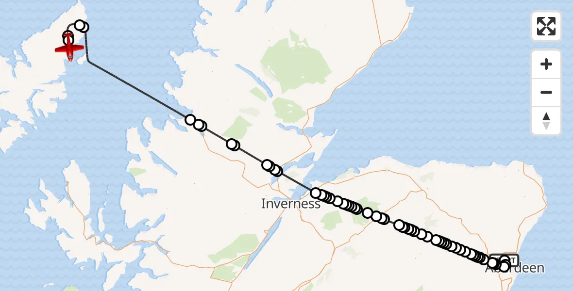 Flight route Air Ambulance Aircraft Aberdeen International Airport - Col Uarach, 08 June 2026, 13:20
