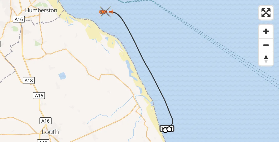 Flight route Coastguard Helicopter North Sea - North Sea, 08 June 2026, 14:01