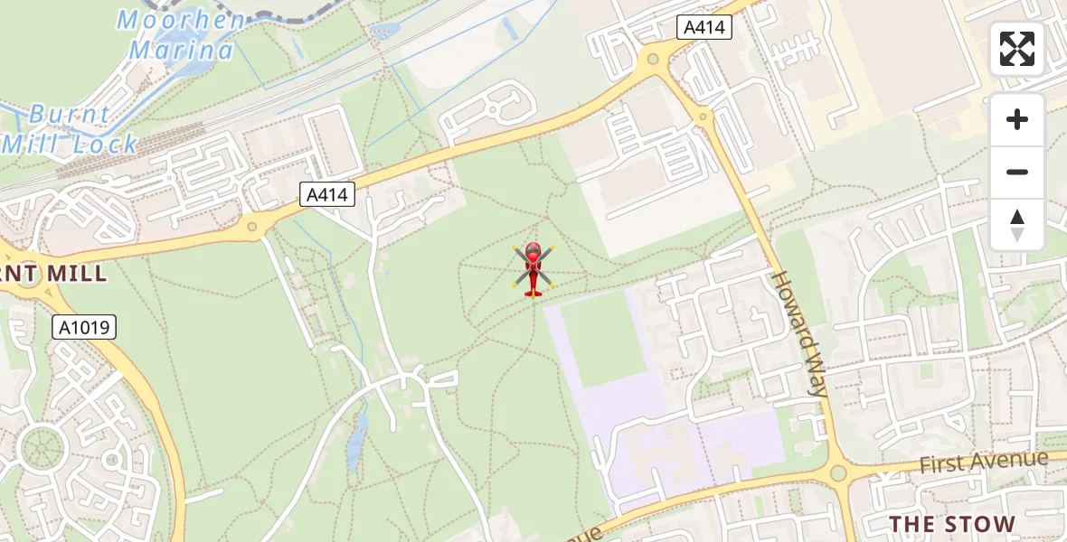 Flight route Air Ambulance Helicopter Harlow - Harlow, 08 June 2026, 14:53