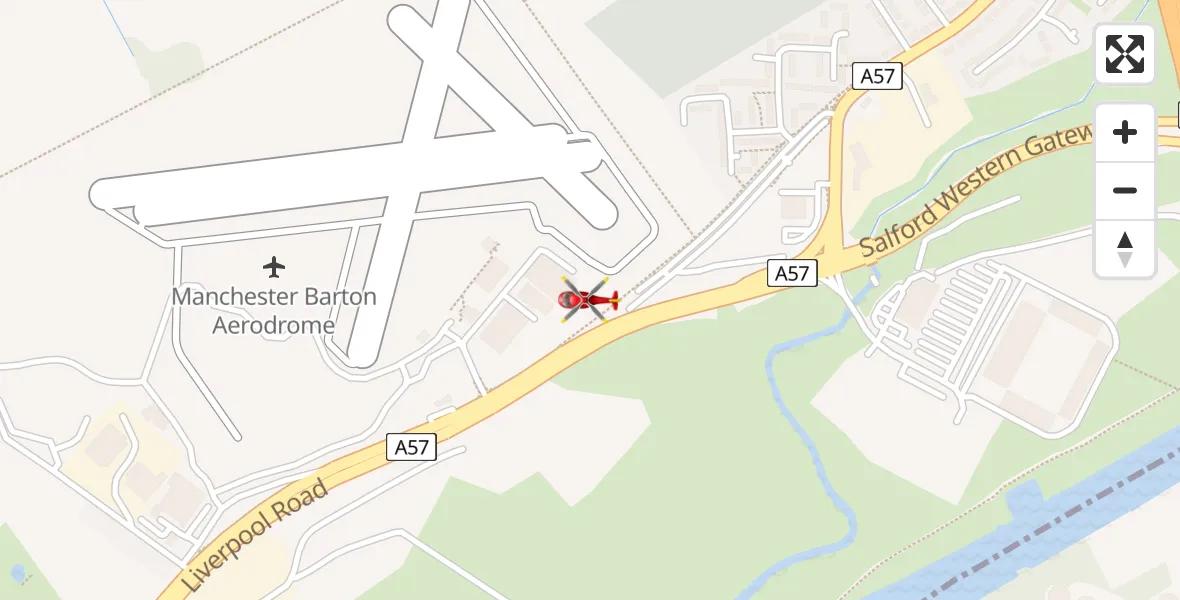 Flight route Air Ambulance Helicopter Manchester Barton Aerodrome - Manchester Barton Aerodrome, 08 June 2026, 15:09