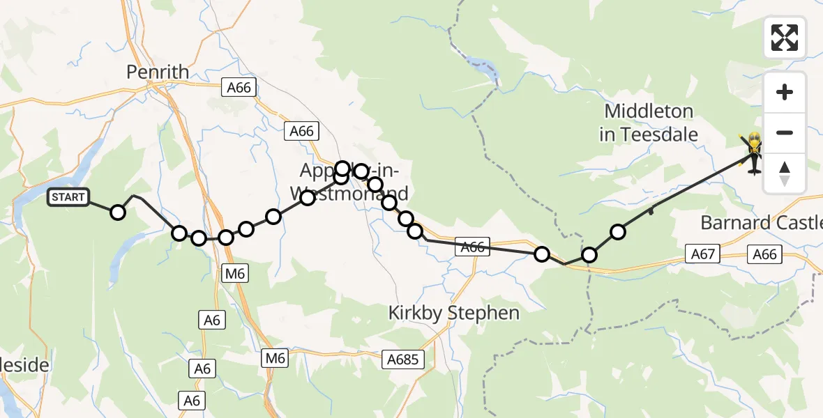 Flight route Police Helicopter Howtown - Marwood, 08 June 2026, 15:19
