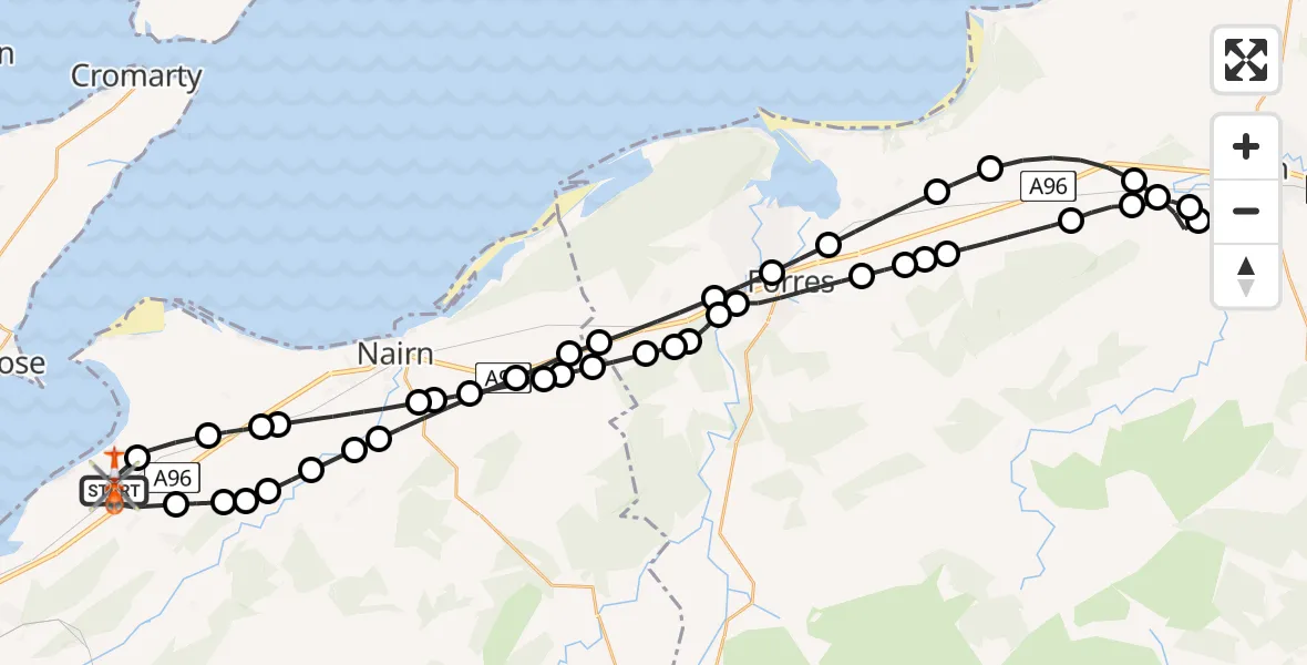 Flight route Coastguard Helicopter Inverness Airport - Inverness Airport, 08 June 2026, 15:27