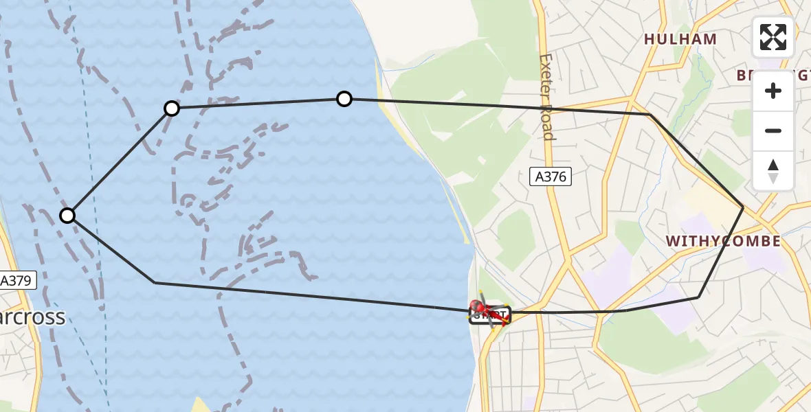 Flight route Air Ambulance Helicopter Exmouth - Exmouth, 08 June 2026, 15:55