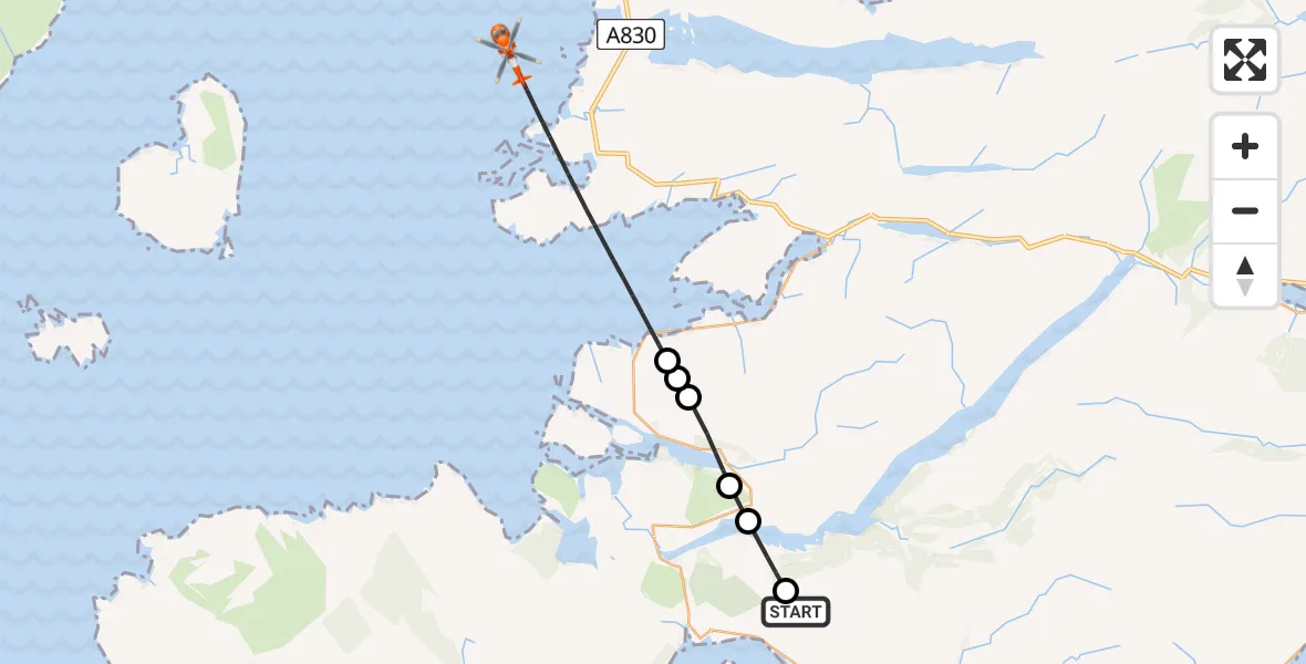 Flight route Coastguard Helicopter Highland - Inner Seas, 08 June 2026, 16:07