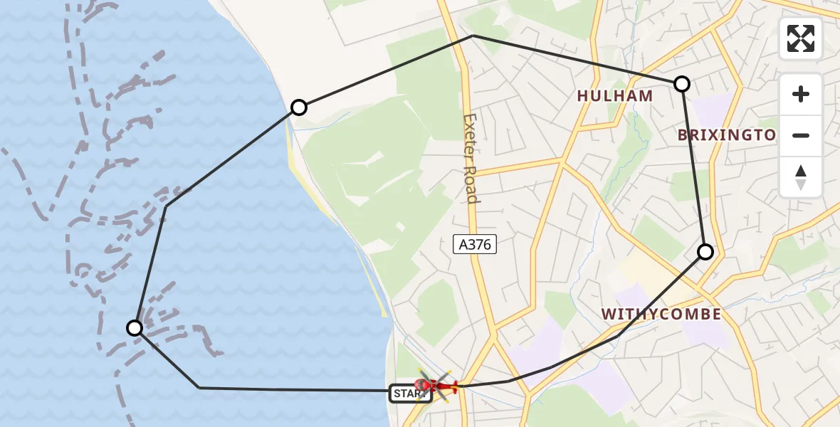 Flight route Air Ambulance Helicopter Exmouth - Exmouth, 08 June 2026, 16:44