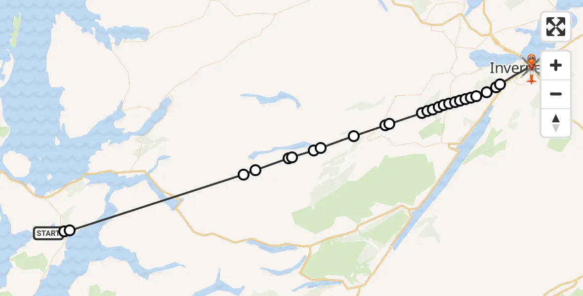 Flight route Coastguard Helicopter Sleat - Slèite - Inverness, 08 June 2026, 17:13