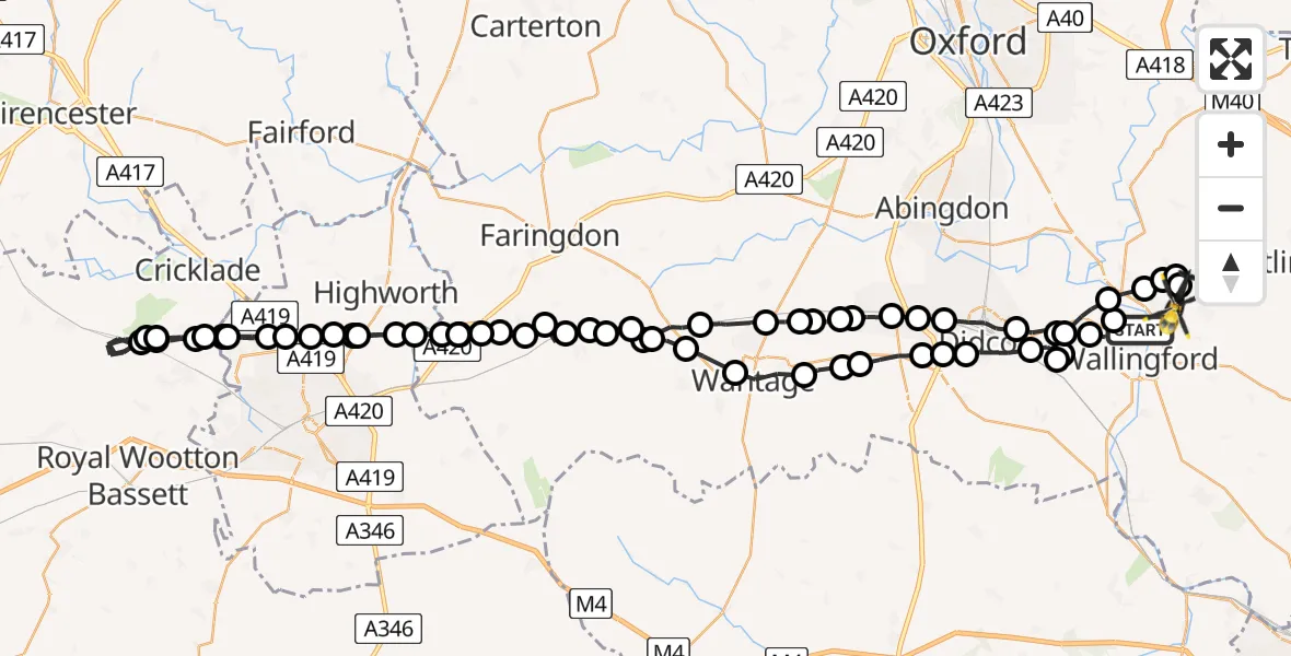 Flight route Police Helicopter Shillingford - Benson, 08 June 2026, 19:13