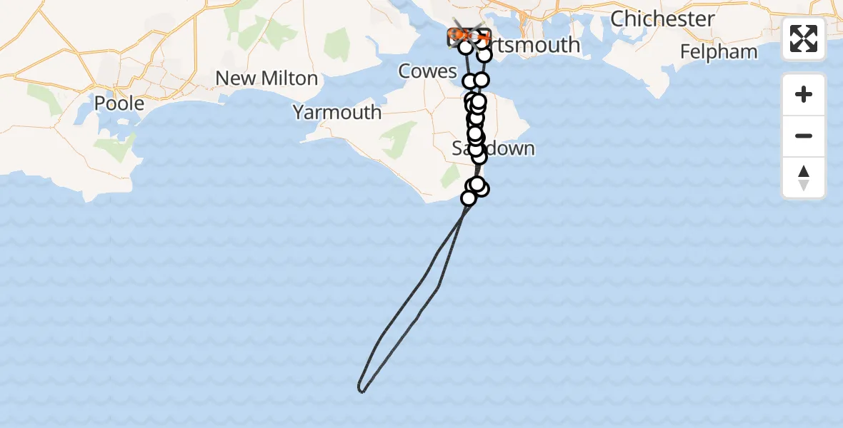 Flight route Coastguard Helicopter Solent Airport - Solent Airport, 08 June 2026, 20:32
