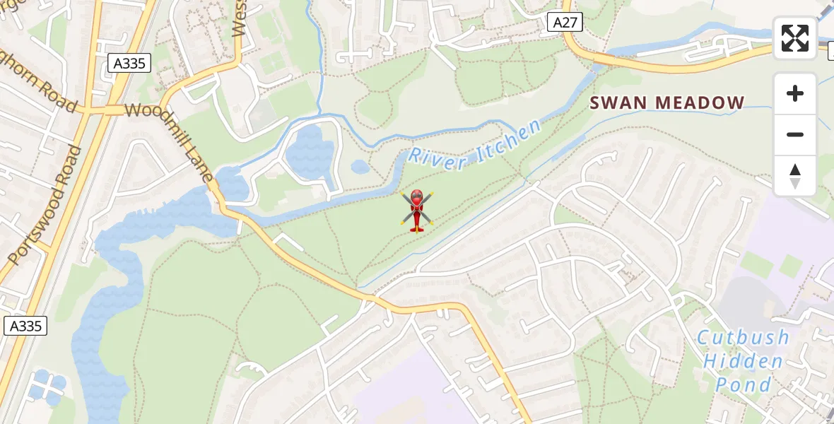 Flight route Air Ambulance Helicopter Mansbridge - Mansbridge, 09 June 2026, 07:42