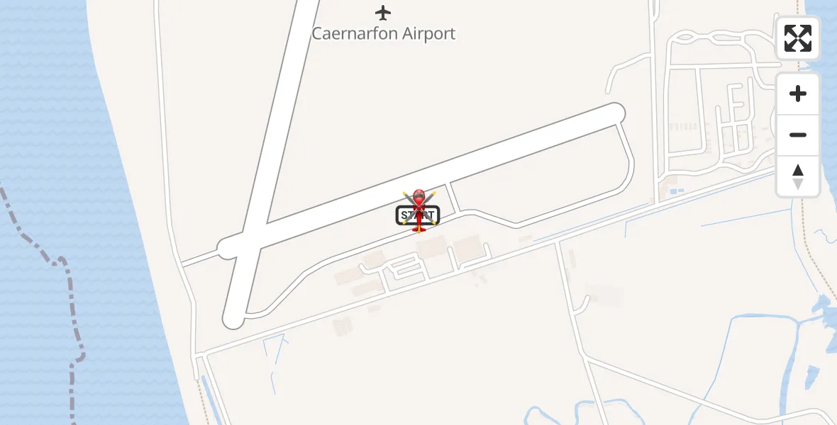 Flight route Air Ambulance Helicopter Caernarfon Airport - Caernarfon Airport, 09 June 2026, 07:56