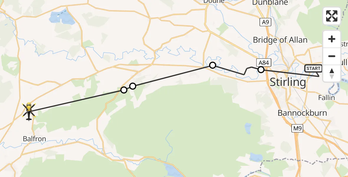Flight route Police Helicopter Manor Powis - Balfron, 09 June 2026, 10:39