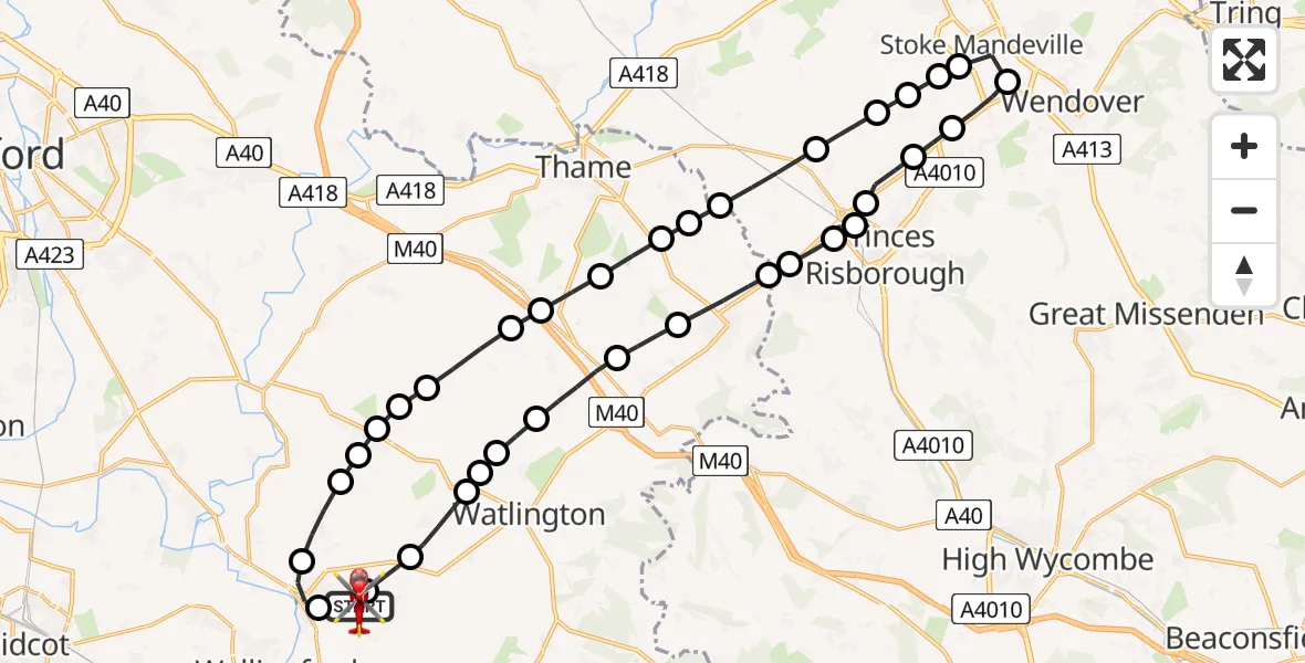 Flight route Air Ambulance Helicopter RAF Benson - RAF Benson, 09 June 2026, 11:37