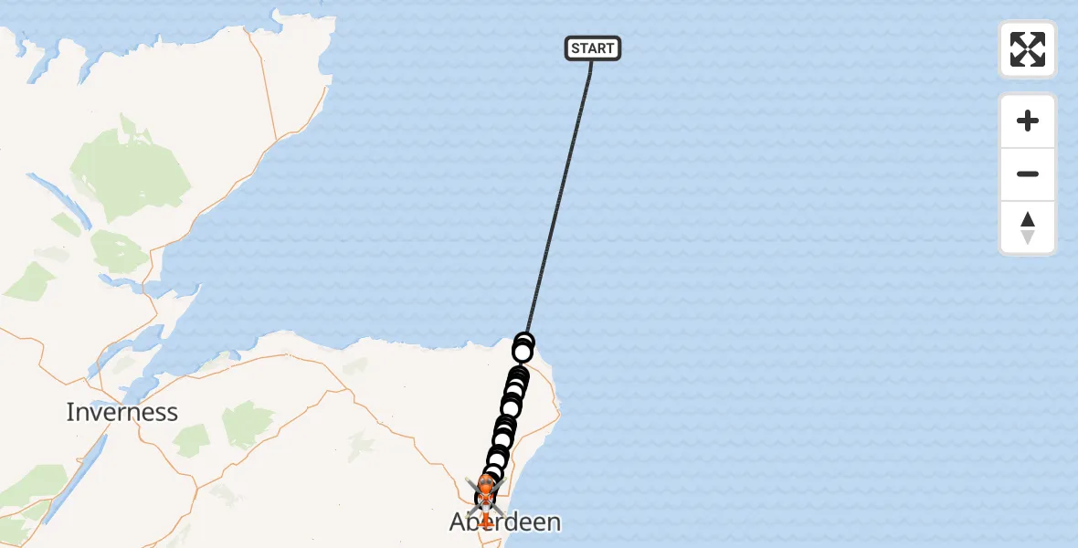 Flight route Coastguard Helicopter North Sea - Aberdeen International Airport, 09 June 2026, 11:53
