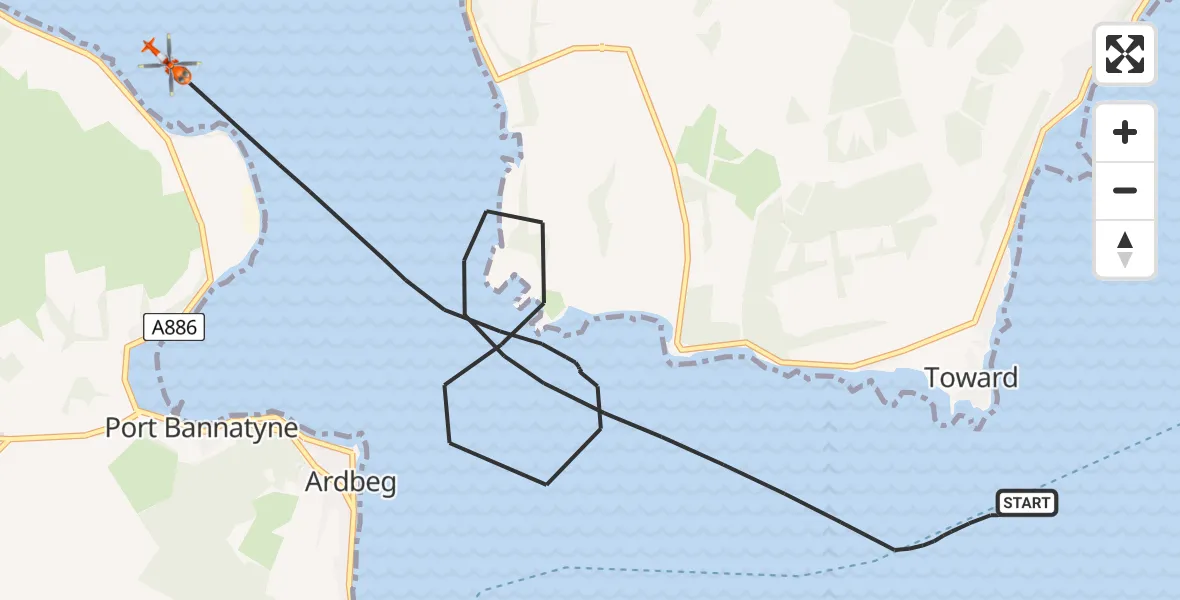 Flight route Coastguard Helicopter Inner Seas - Inner Seas, 09 June 2026, 14:20