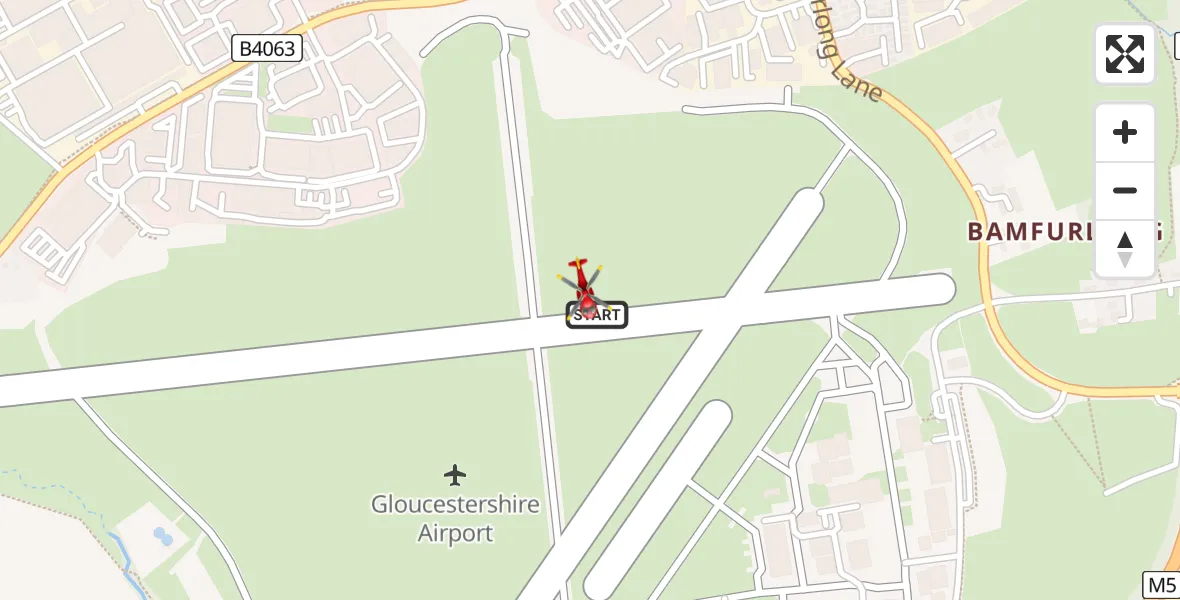 Flight route Air Ambulance Helicopter Gloucestershire Airport - Gloucestershire Airport, 09 June 2026, 15:15