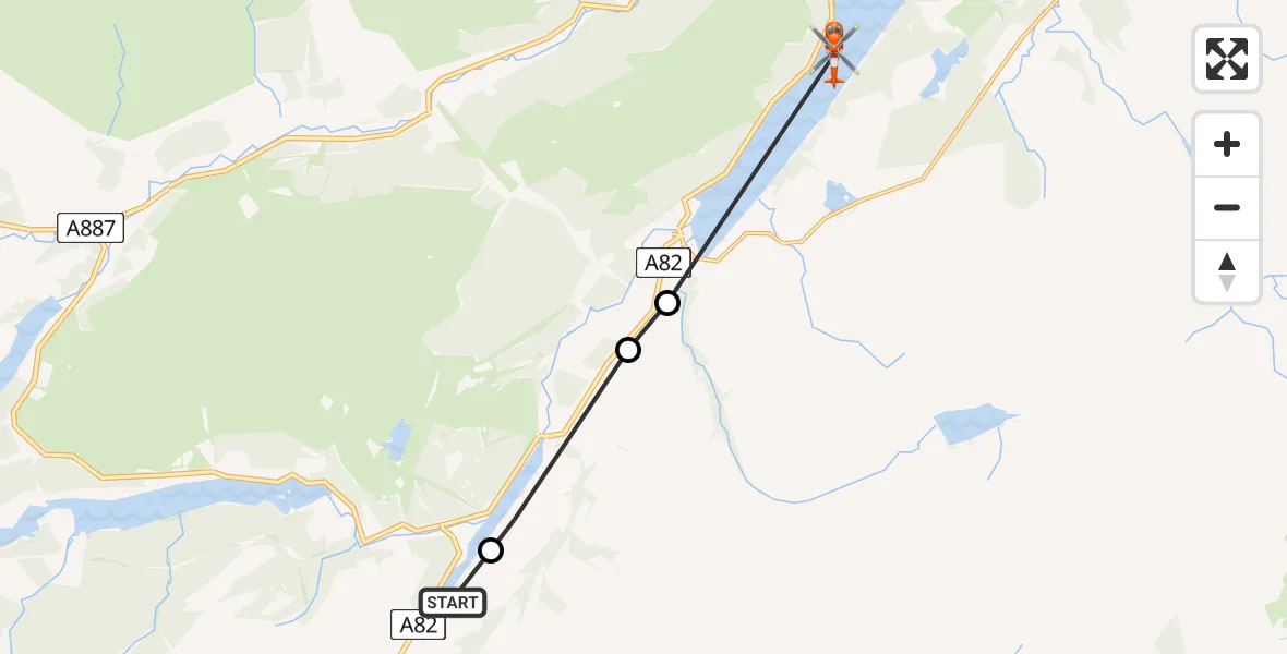 Flight route Coastguard Helicopter Invergarry - Loch Ness, 09 June 2026, 15:48