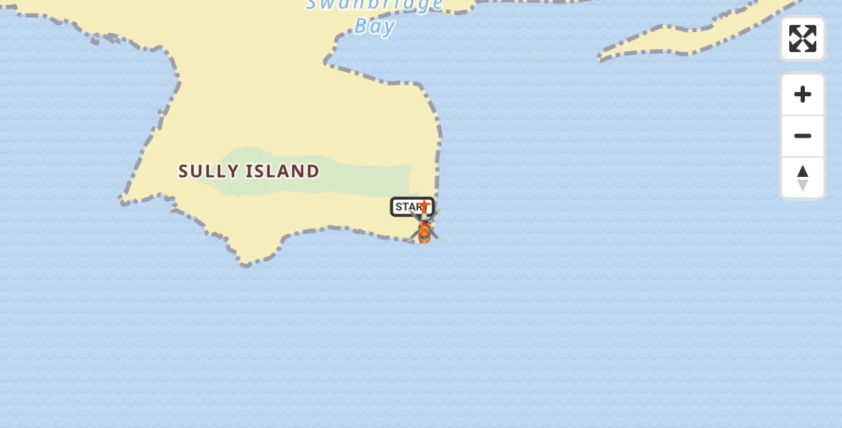 Flight route Coastguard Helicopter Sully - Sully, 09 June 2026, 20:59