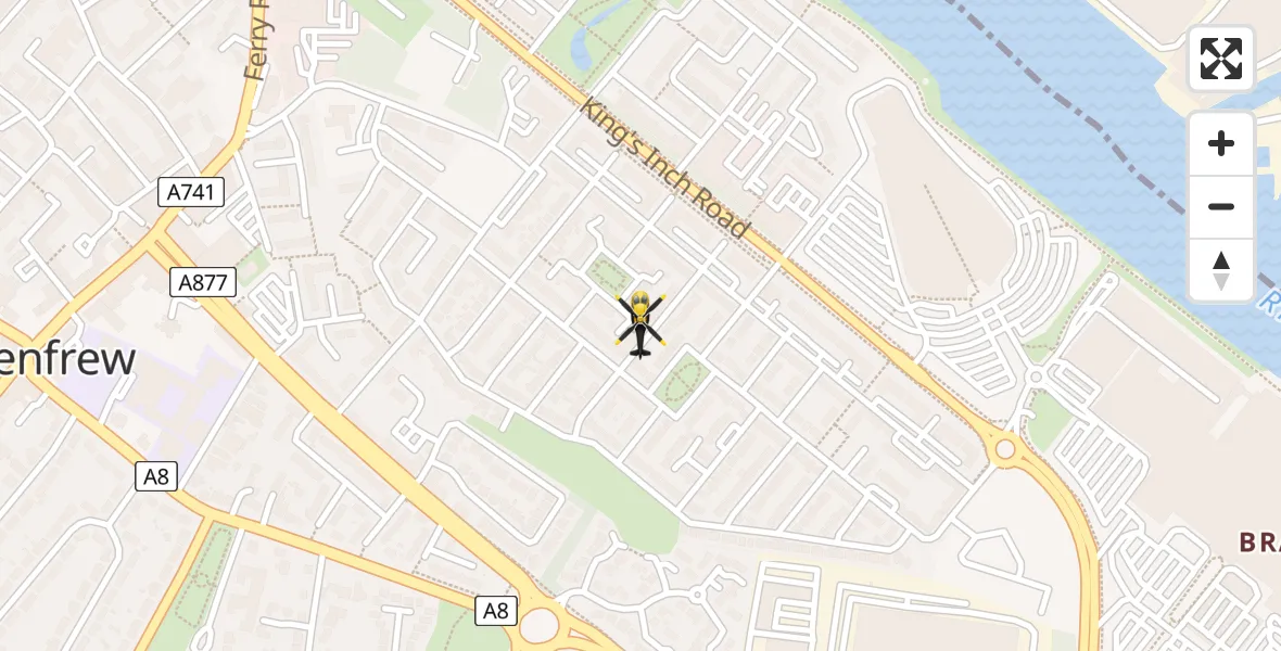 Flight route Police Helicopter Renfrew - Renfrew, 09 June 2026, 21:33