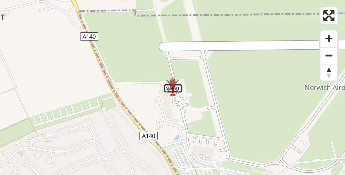 Flight route Air Ambulance Helicopter Norwich Airport - Norwich Airport, 10 June 2026, 08:11